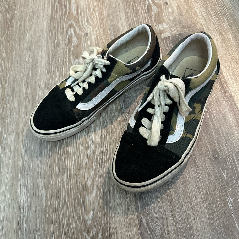 Vans Green and Black Camouflage Shoes